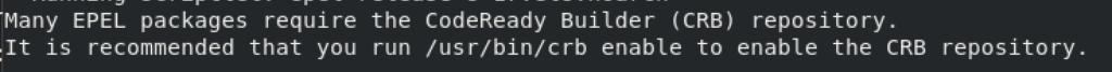 Message asking for Enabling CRB Repository